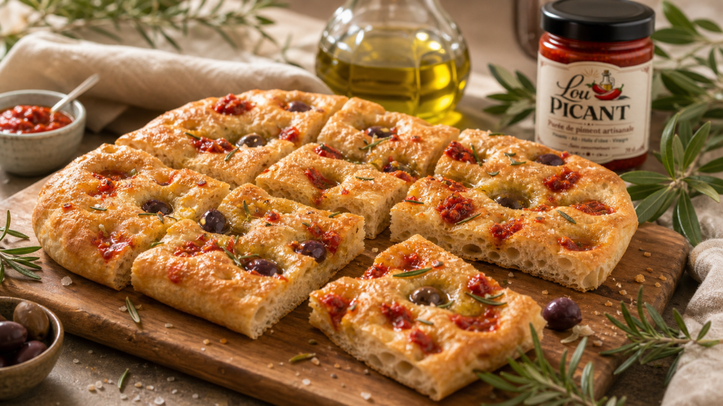 focaccia huile olive puree de piment