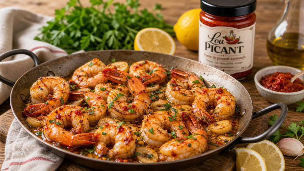 gambas ail puree de piment