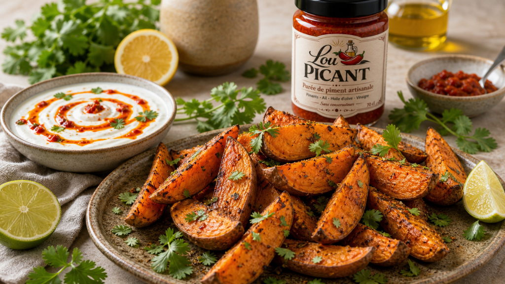 patates douces roties yaourt piment