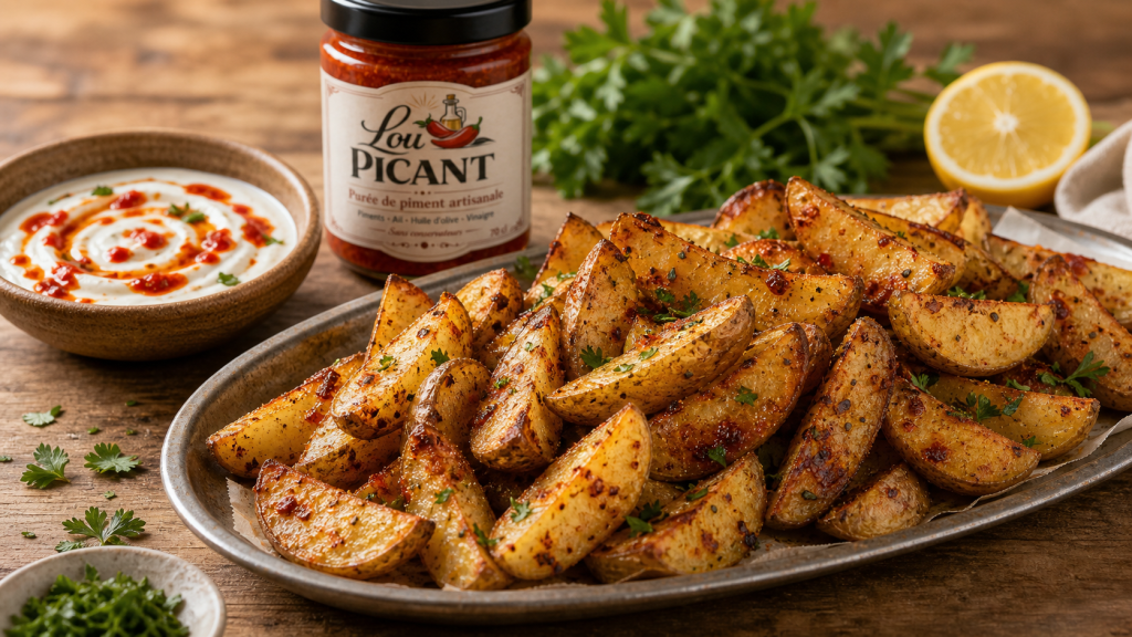 pommes de terre roties sauce pimentee