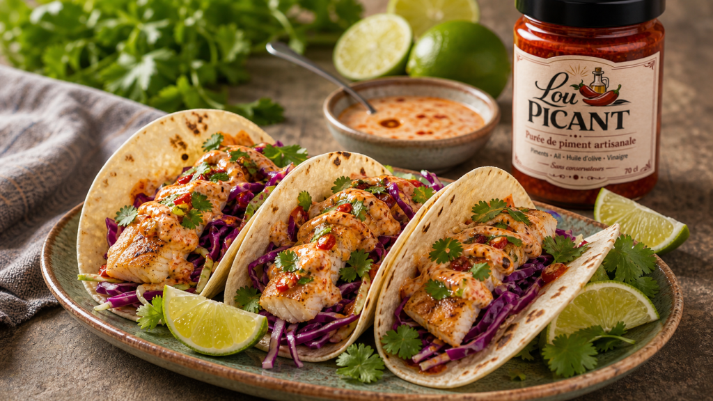 tacos poisson sauce pimentee