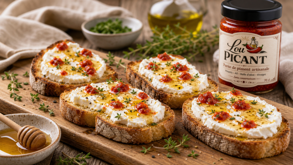 tartines chevre miel piment